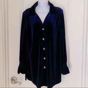 Coldwater Creek Velvet Blouse Tunic Size M Smock Detail Formal Cocktail Elegant